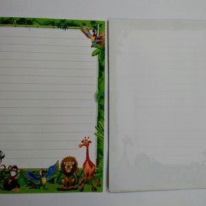 Stationery Set, Lined Paper Envelope Sets, Jungle Themed Stationary, Monkey Note, Drawing Papers, Doodling, DIY Crafting, Zebra Letter Set image 5