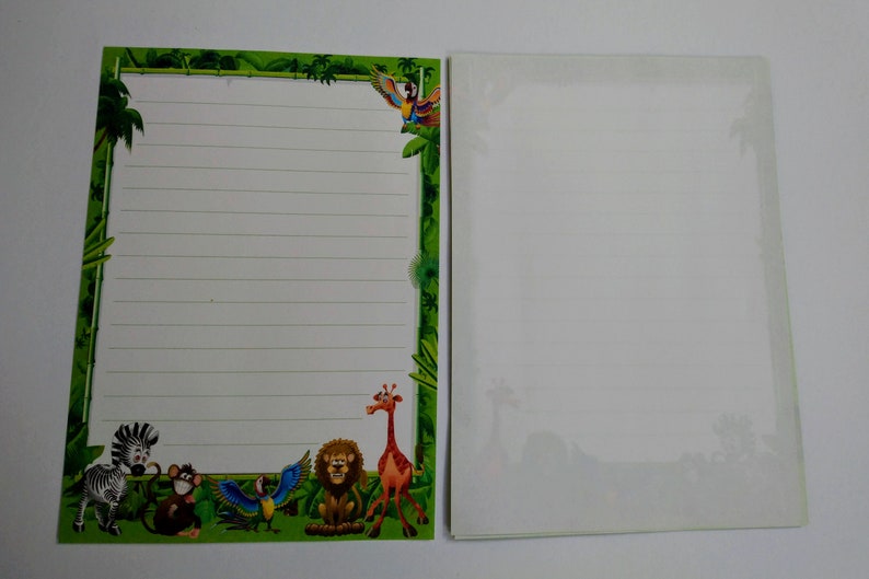 Stationery Set, Lined Paper Envelope Sets, Jungle Themed Stationary, Monkey Note, Drawing Papers, Doodling, DIY Crafting, Zebra Letter Set image 5