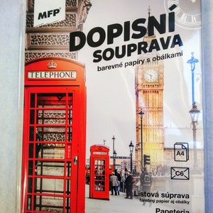 London Big Ben Note Paper Set, English Phone Booth Note Writing, UK Stationery Set, Craft Papers, Authentic Czech, Secretary Collection