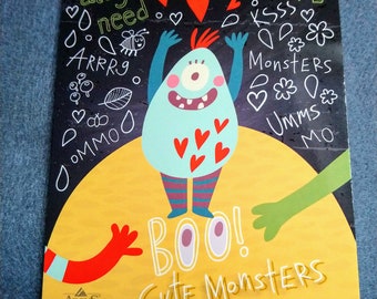 Monster Mini Memo Pad, Paper Notebook, Stationery Book, Notepad, Note Pad, Illustrated Papers, Writing, Scrapbooking, DIY