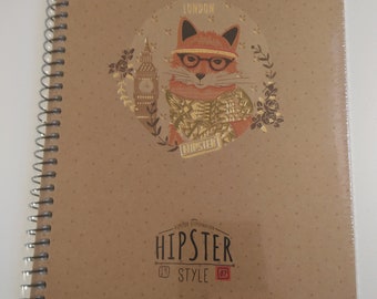 Fox Journal, Hipster Notebook, Trendy Gold Foil, Writing Set, London Calling, Woodland Animal Design, Papercrafts, Sketch tablet, Journal