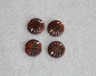 Authentic Picasso Finish Czech Sunflower Bead, Table Cut Brown White Glass Beads, Wheel Glass Bead, Jewelry Making, Craft Supplies