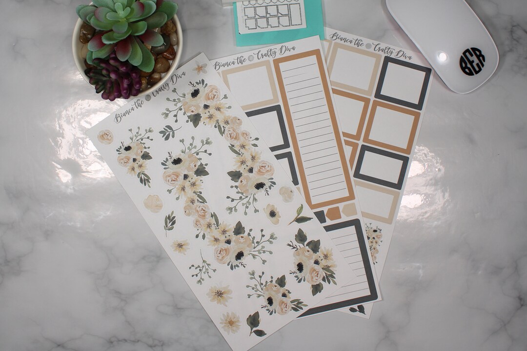 Floral Serenity 103 Pcs Planner Sticker Set - Etsy