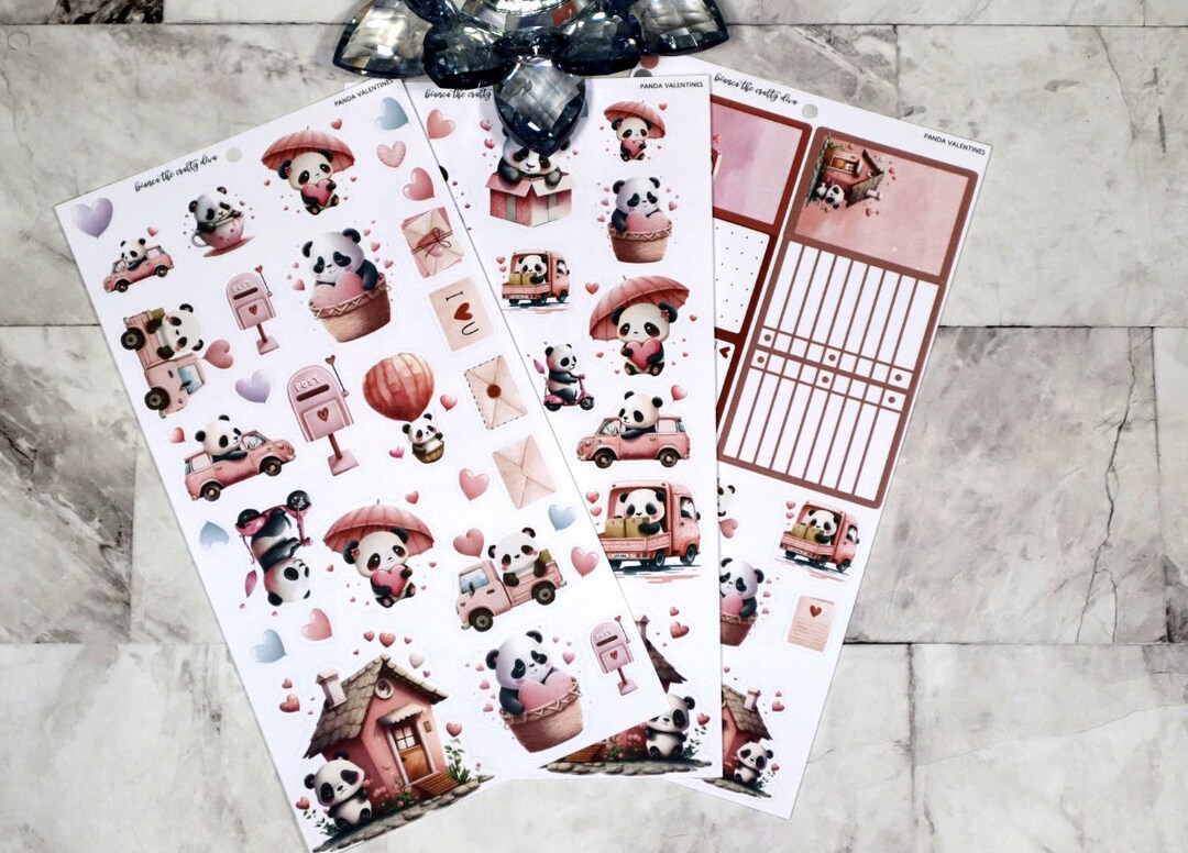 Panda Valentines 114 Pcs Planner Sticker Set - Etsy