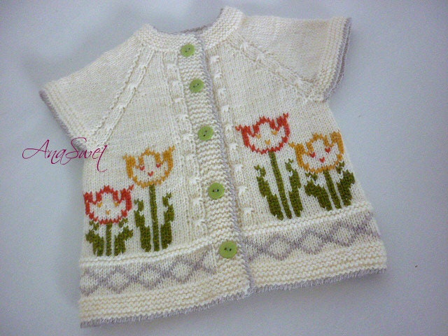 Knitting pattern baby vest Tulips.P054 | Etsy