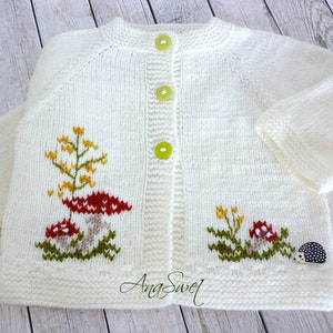 PDF Knitting pattern.Baby cardigan. The mushrooms.P093 image 3