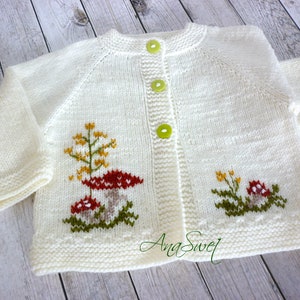 PDF Knitting pattern.Baby cardigan. The mushrooms.P093 image 4