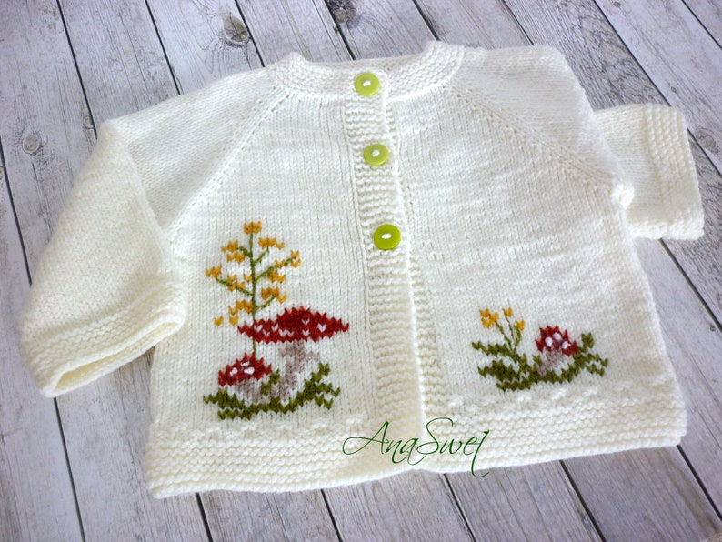 PDF Knitting pattern.Baby cardigan. The mushrooms.P093 image 4