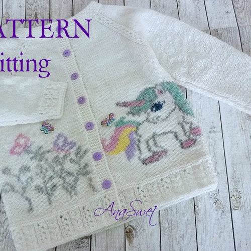 PDF KNITTING PATTERN Bottom up Cardigan. Unicorn P069 Etsy