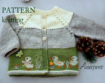 PDF KNITTING PATTERN-Top down cardigan .Ducklings. P05NEW  Sizes: 6-12m / 12-18m / 2years / 4years