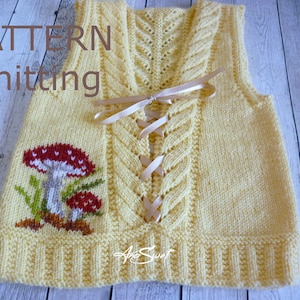 PDF KNITTING PATTERN Baby vest The mushrooms P131  Size: 18-24 months
