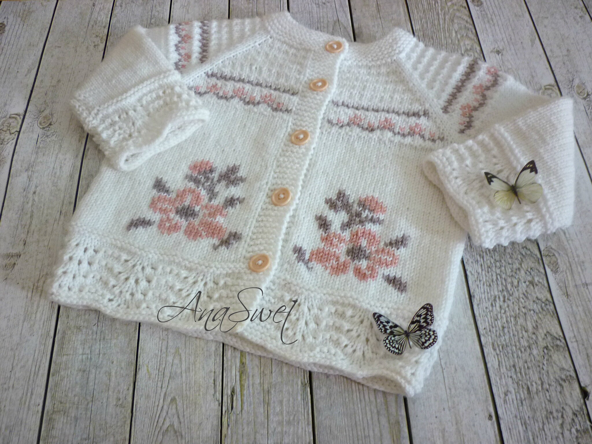 PDF Knitting Pattern Baby Cardigan Flowers P091 - Etsy