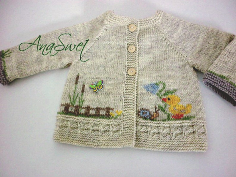 PDF Knitting Pattern Baby Cardigan With Chicken.new.p004 - Etsy