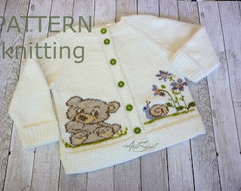 PDF KNITTING PATTERN Teddy and snail P127  Sizes:  2 years / 4years