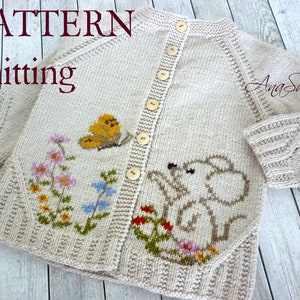 PDF Knitting pattern baby cardigan The Mouse and Butterfly. P098