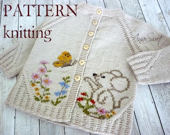 PDF Knitting pattern baby cardigan The Mouse and Butterfly. P098 Sizes: 18 - 24 months/3-4 years