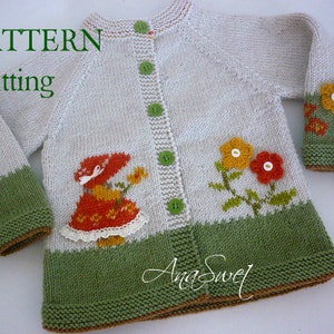 PDF Knitting pattern Beautiful  flowers  P052 SIZES: 18-24months / 3 years