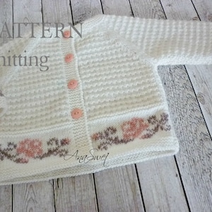 PDF Knitting pattern Baby girl cardigan - Romance P072  Sizes: 6-9 months / 12-18months