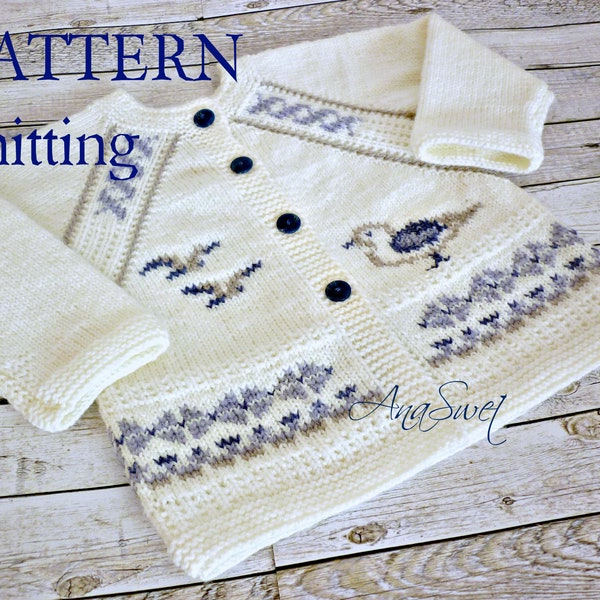 PDF Knitting pattern summer cardigan Seagulls P082