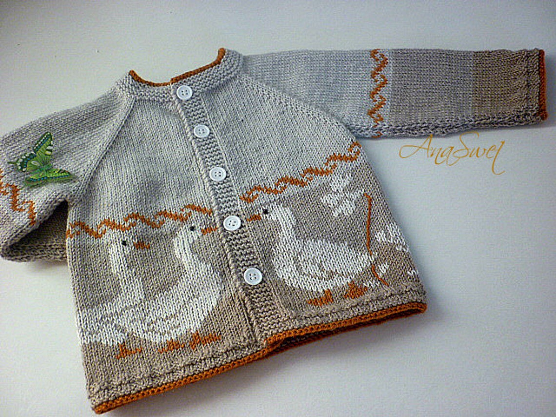 PDF Knitting Pattern Baby Cardigan With Geese P043 - Etsy UK