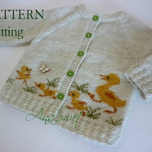 PDF Knitting pattern baby cardigan Easter -Ducklings P074