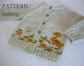PDF Knitting pattern baby cardigan Easter -Ducklings P074