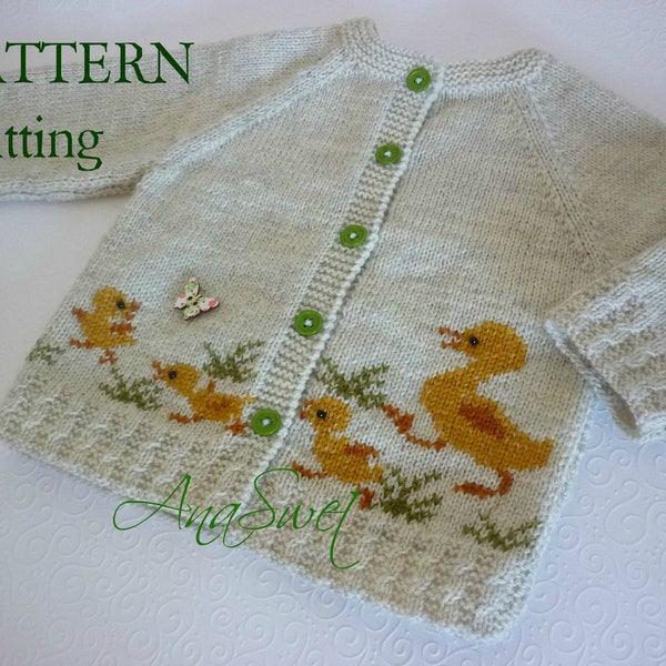 PDF Knitting pattern baby cardigan Easter -Ducklings P074