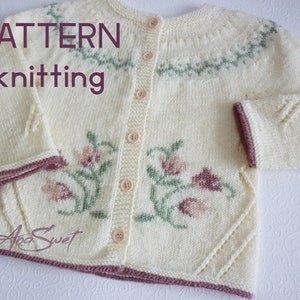 PDF KNITTING PATTERN Vintage cardigan P118  Size :  2 years