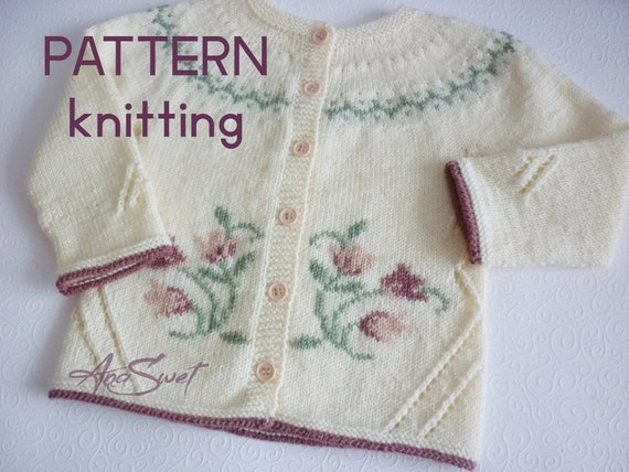 PDF KNITTING PATTERN Vintage cardigan P118  Size :  2 years