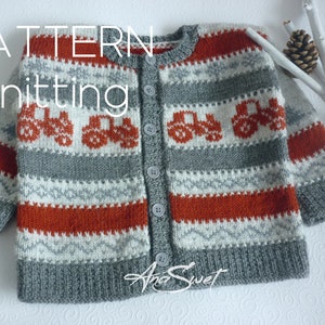 PATRÓN DE TEJIDO PDF Cárdigan jacquard P117 Talla: 3-4 años