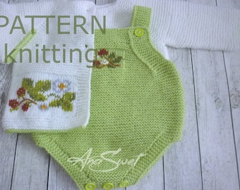 PDF Knitting pattern Cardigan and Romper Wild strawberries P121