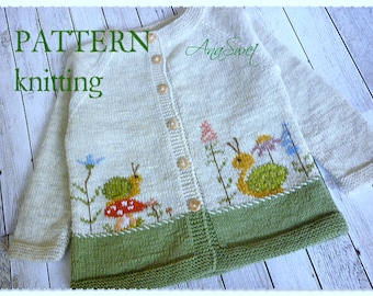 PDF KNITTING PATTERN Snails and flowers P015  Sizes: 12-18 months / 2 years  / 4 years / 6 years
