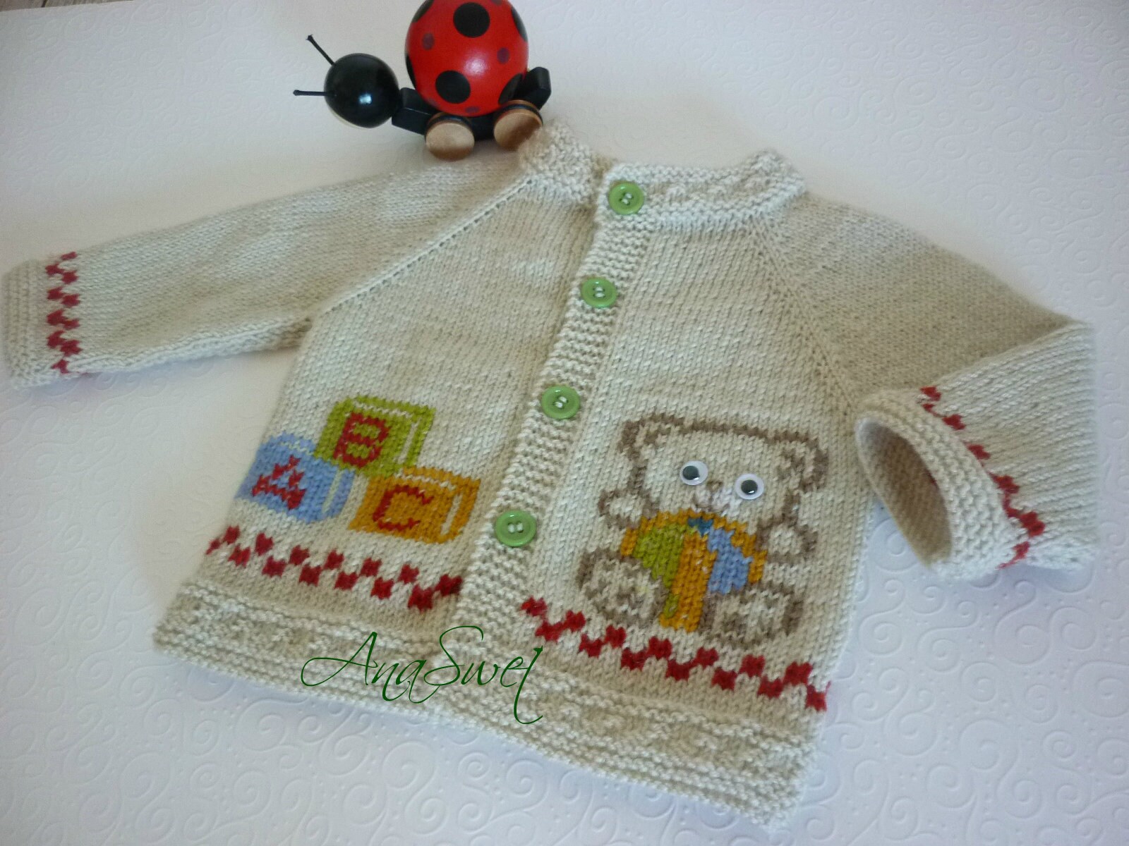 PDF Knit Patern. Baby Cardigan Teddy Bear P070 - Etsy UK