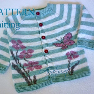 PDF Knitting pattern baby cardigan Exotic flowers P083