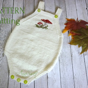 PDF KNITTING PATTERN Romper The mushroom  P105  Sizes: 6 months / 12 months / 18 months