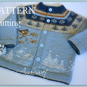 PDF KNITTING PATTERN Baby cardigan  Winter and Robin P065  Sizes: 12-18 months / 2years / 3-4 years