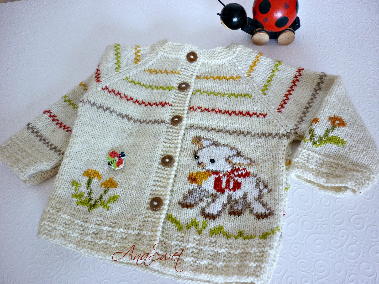 PDF Knitting Pattern for Baby Cardigan Easter Lamb. P077 | Etsy