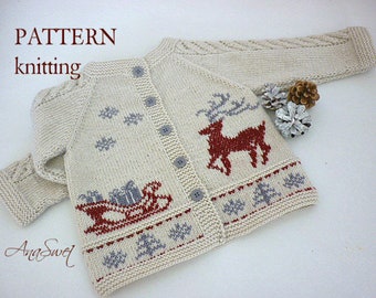 PDF Christmas cardigan Pattern P046 SIZES: 9-12months/18 - 24 months/ 3 years