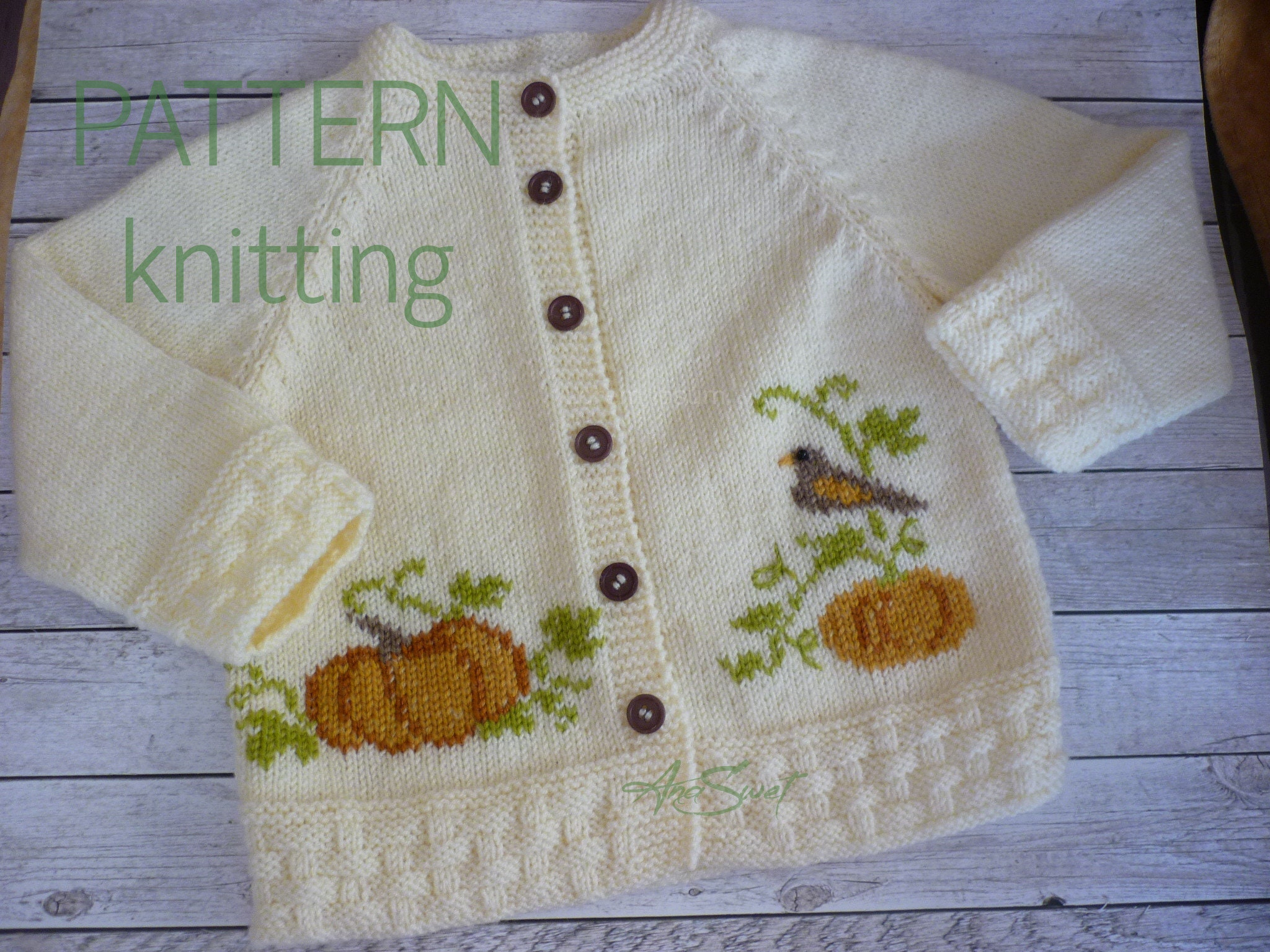 PDF KNITTING PATTERN - Autumn- -Pumpkins  P115  Sizes: 2 years /3-4 years