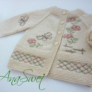 PDF Pattern Baby Cardigan With Butterflies and Roses P044 - Etsy