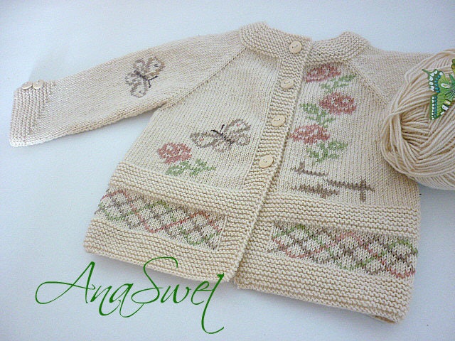 PDF Pattern Baby Cardigan With Butterflies and Roses P044 - Etsy