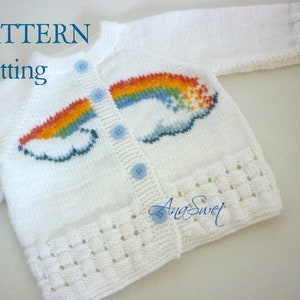 PDF Knitting pattern Cardigan with Rainbow P057