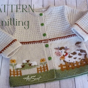 PDF KNITTING PATTERN  The happy farm  P119  Size : 2 years