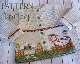 PDF KNITTING PATTERN  The happy farm  P119  Size : 2 years/ 4years