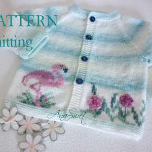 PDF Knitting patter baby cardigan Flamingo P085  Sizes: 6-12months / 12 - 18months / 2 years / 3 years