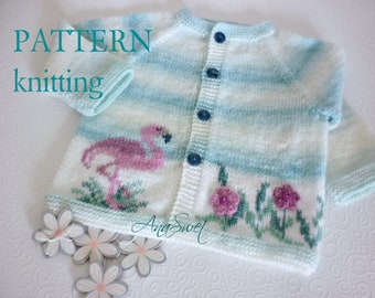 PDF Knitting patter baby cardigan Flamingo P085  Sizes: 6-12months / 12 - 18months / 2 years / 3 years