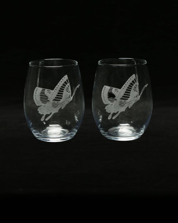 Stemless Butterfly Wine Glass