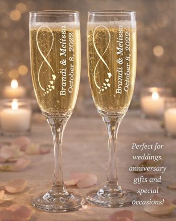 Personalized Bride & Groom Champagne Flutes – Wedding Anniversary Gift-Same sex Marriage