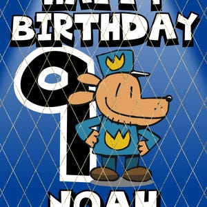 Download digital: Imagem personalizada de aniversário do Dog Man (PNG e JPG, JPEG)