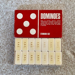 Vintage Dominoes - Vintage Puremco Dominoes - Standard Size Marblelike Complete Set in Box - 28 piece set - No. 30 - Initials AAS